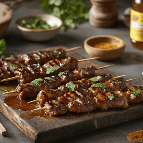 Minced Lamb And Manuka Honey Skewers