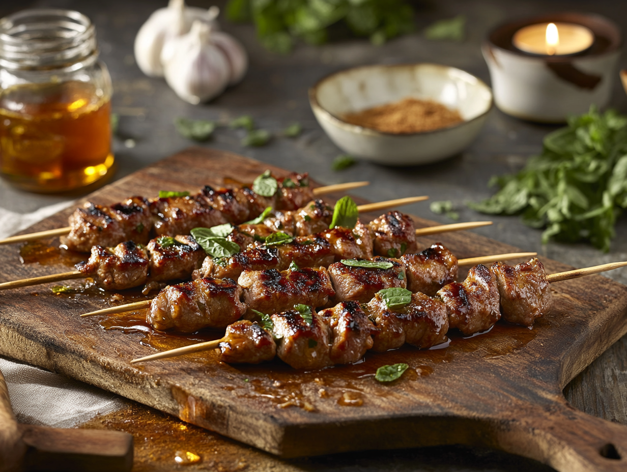 Minced Lamb and Manuka Honey Skewers