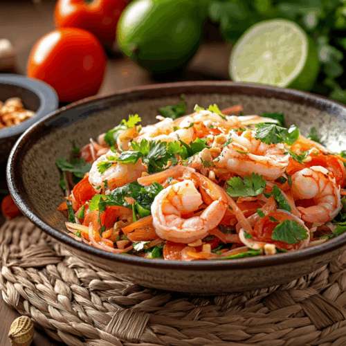 Zesty Cambodian Green Papaya Salad With Fresh Shrimp