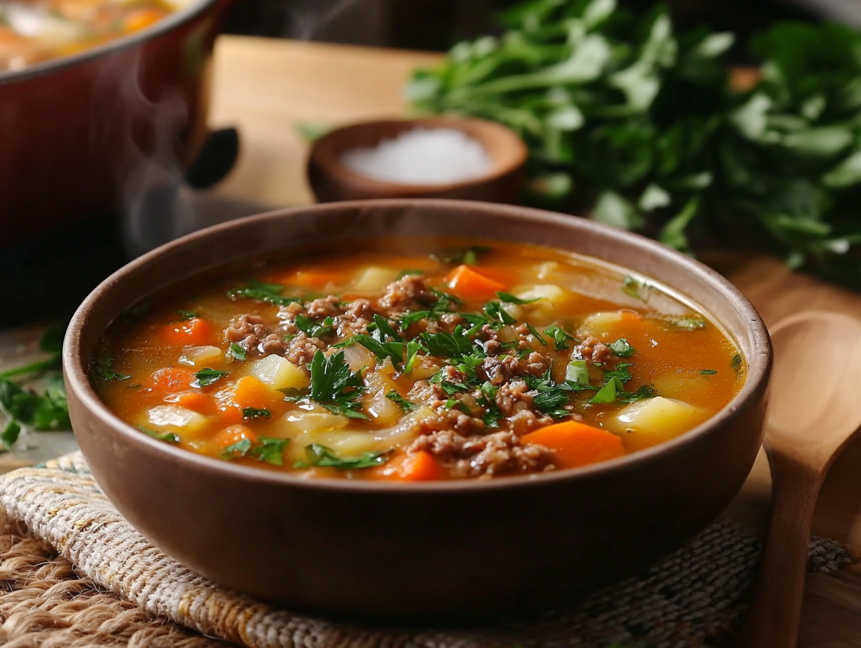 Minced Beef and Vegetable Cuchuco Soup