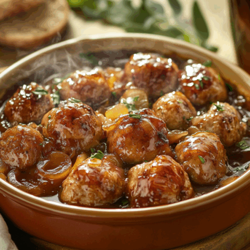 Hearty British Faggots: A Rustic Pork Dish With Onion Gravy