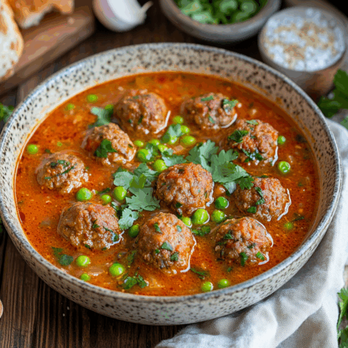 Spicy North African Lamb Meatball Soup With Harissa