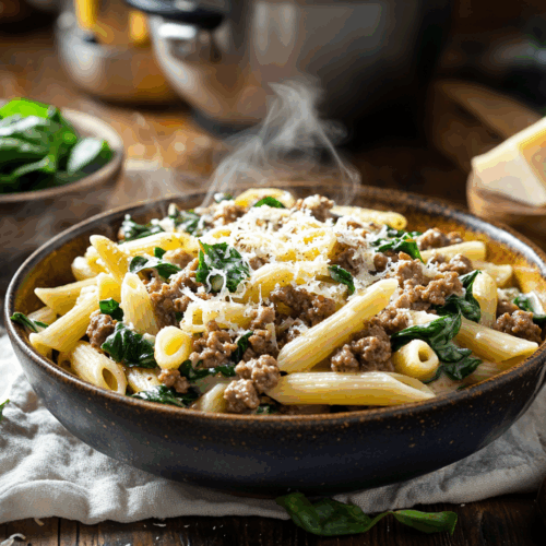 Creamy Beef And Spinach Pasta Perfect For Weeknights