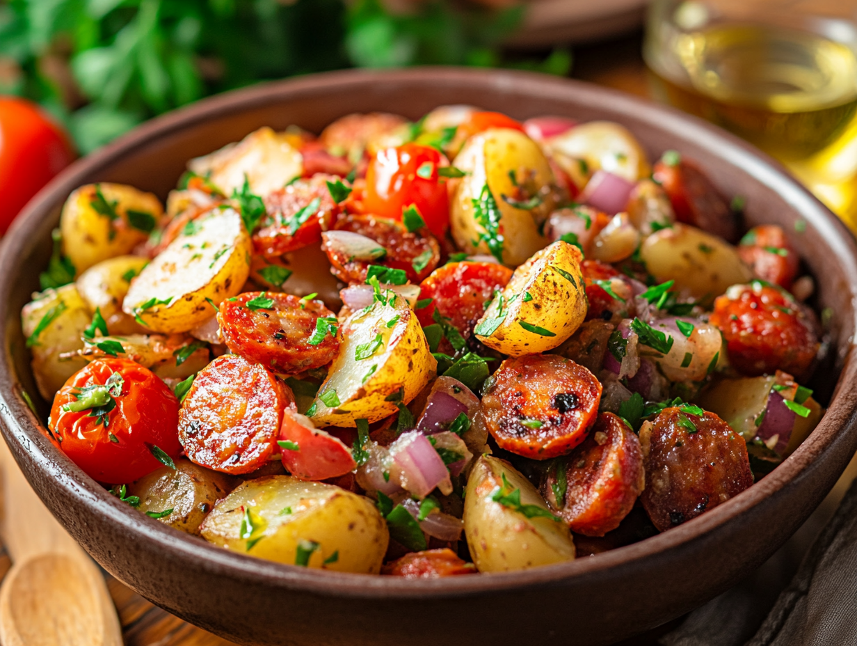 Smoky Chorizo and Potato Salad Bursting with Spanish Flavors