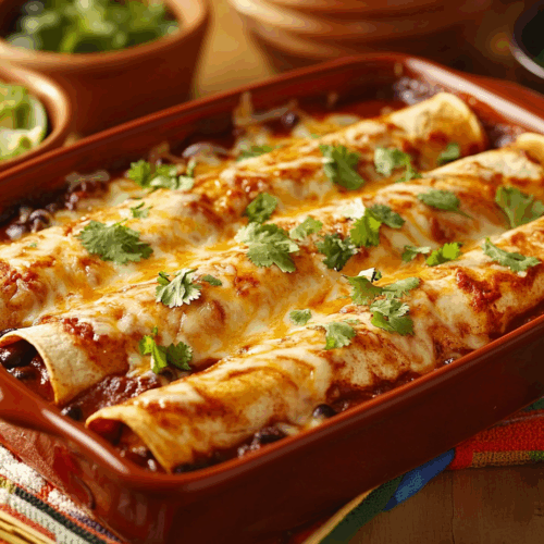 Quick And Zesty Beef And Bean Enchiladas