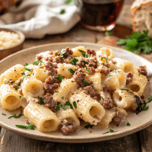 Rustic Umbrian Pasta With Sausage And Black Truffle