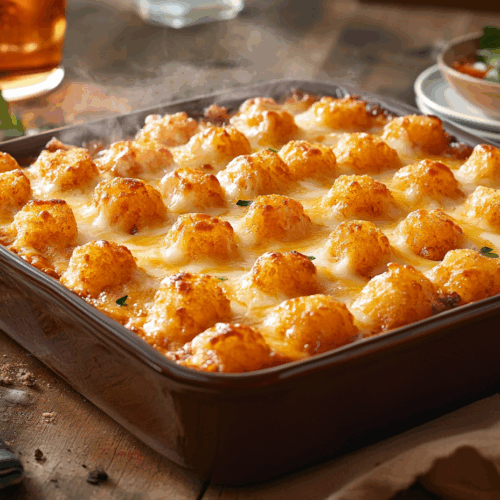 Cheesy Ground Beef Tater Tot Casserole Delight