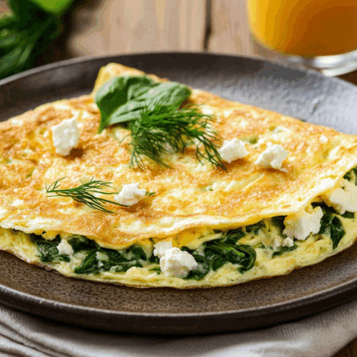 Mediterranean Morning Delight: Spinach And Feta Omelet