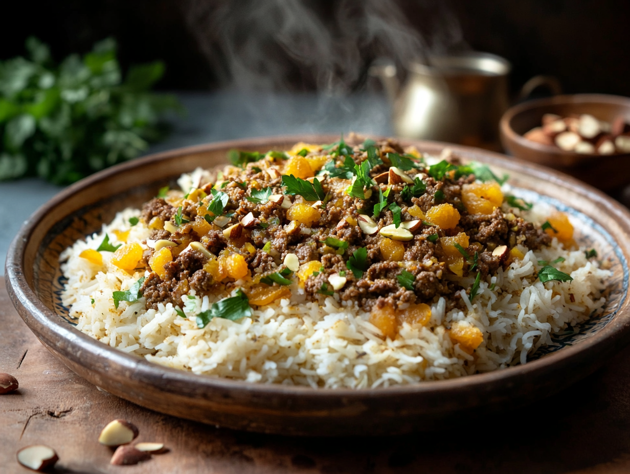 Persian Beef Mince and Apricot Pilaf
