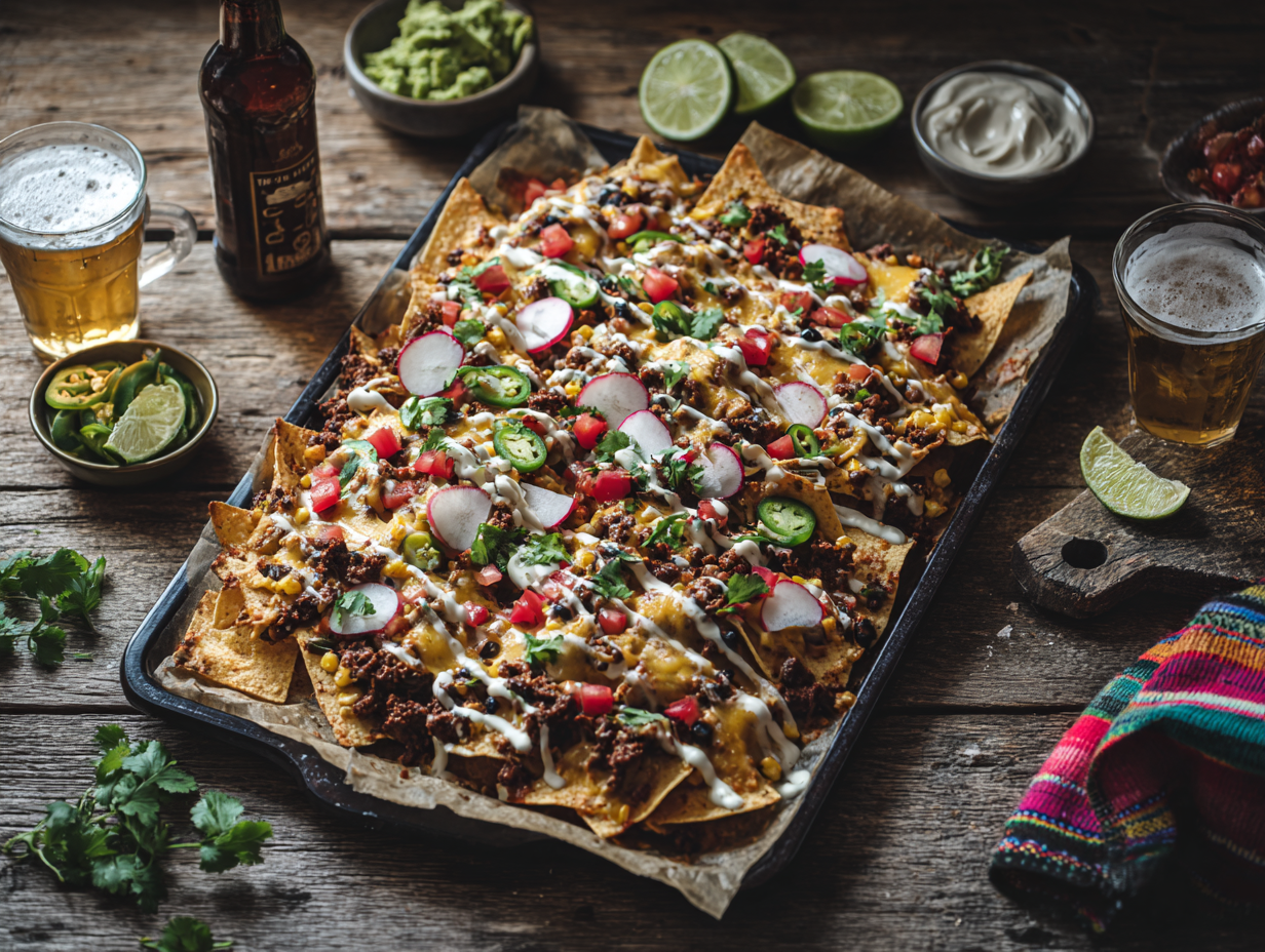 Smoky Chipotle Sheet-Pan Nachos with Lime Crema