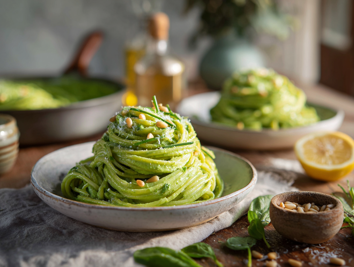 Vivid Green “Slime” Spinach-Basil Pasta (30-Minute Dinner)