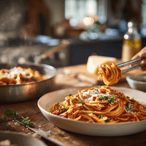 Weeknight Chicken Spaghetti Recipe 2 Weeknight Chicken Spaghetti With Silky Tomato-Cream Sauce