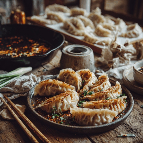 Crispy Pork &Amp; Chive Potstickers (Dumplings) With Soy-Ginger Dipping Sauce