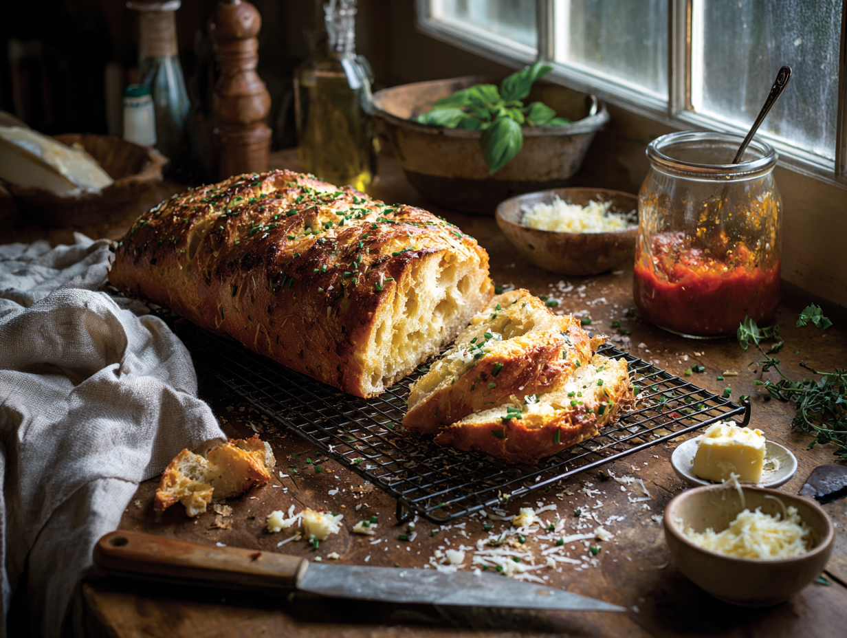 Crispy-Parmesan Garlic Bread with Herb Butter