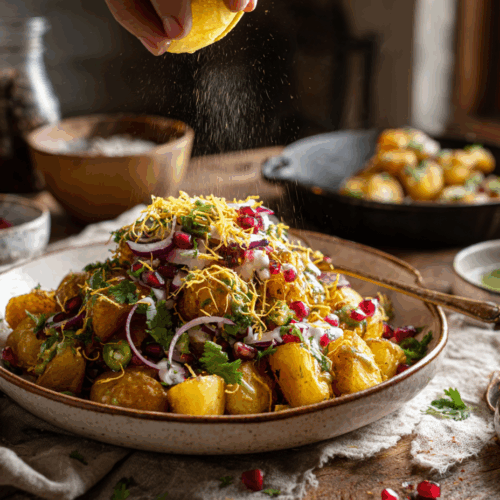 30-Minute Aloo Chaat With Mint And Tamarind Chutneys
