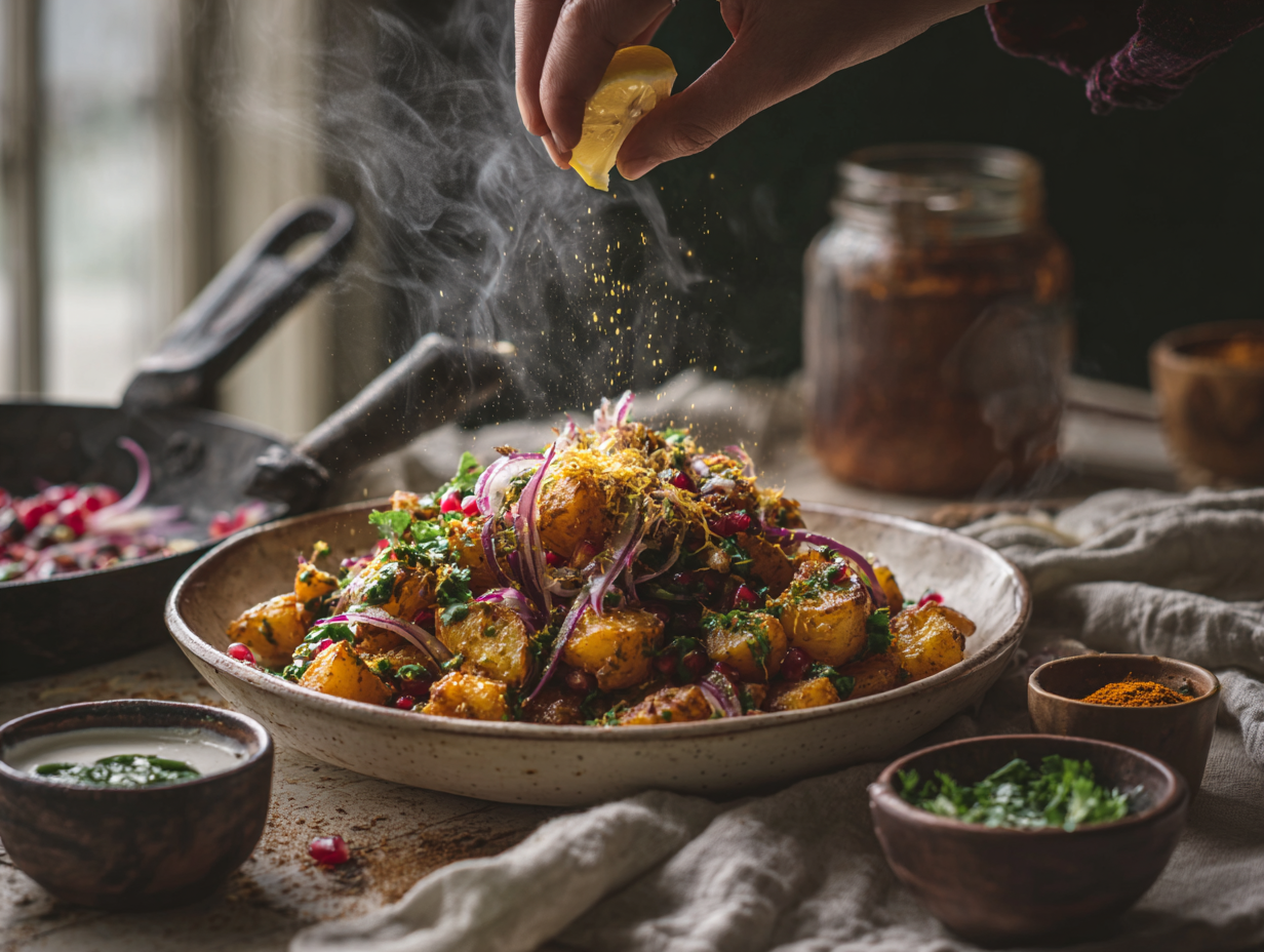 30-Minute Aloo Chaat with Mint and Tamarind Chutneys