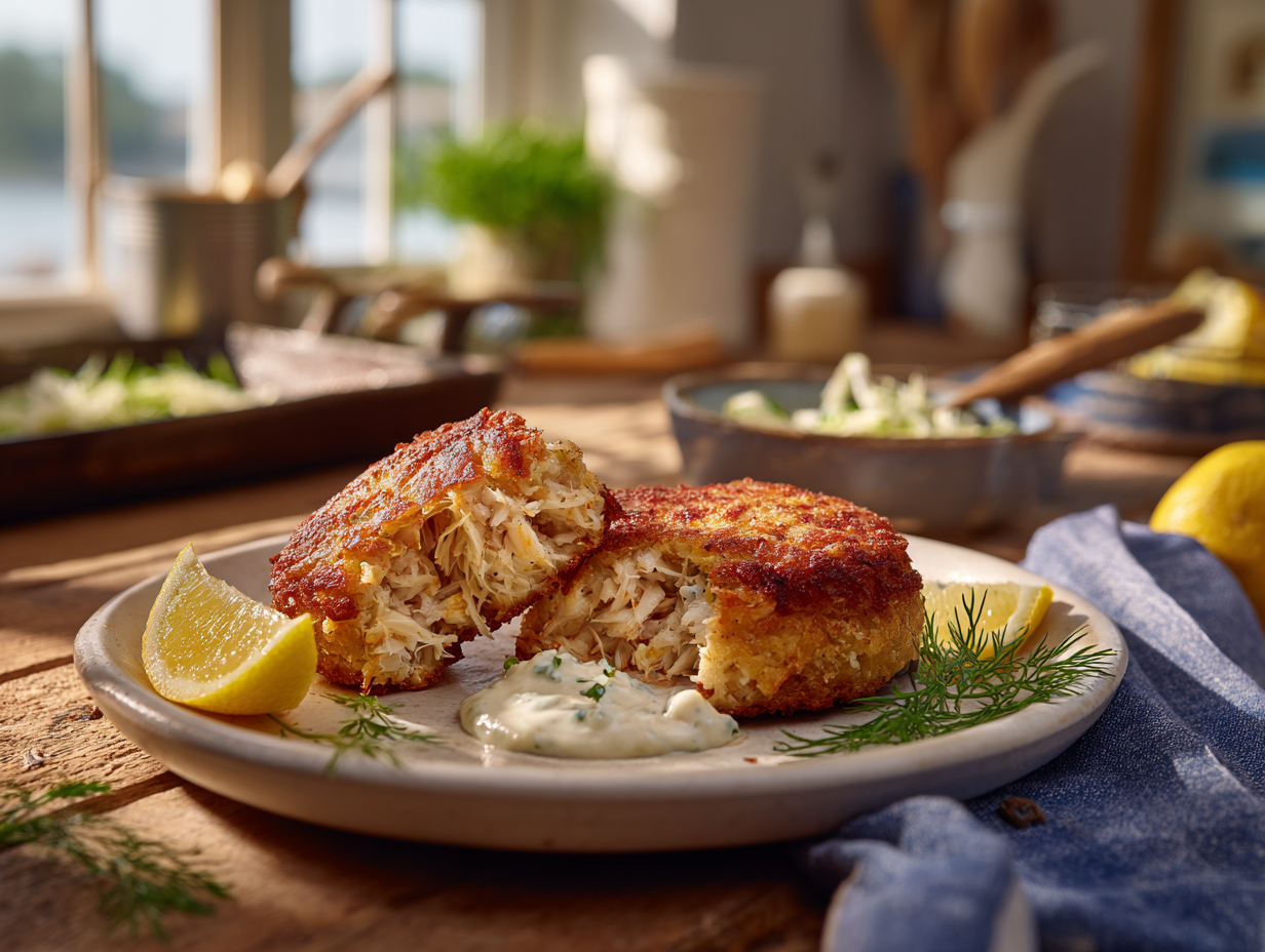 Crispy Maryland-Style Crab Cakes with Lemon-Dill Remoulade