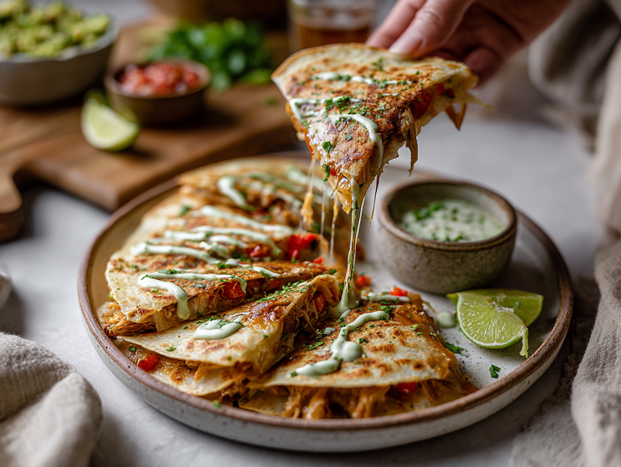 Weeknight Chicken Quesadilla with Cilantro‑Lime Crema