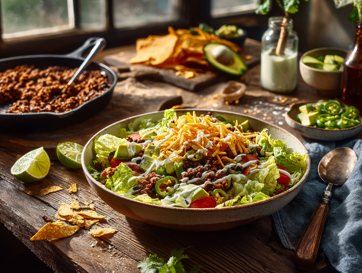 Weeknight Tex-Mex Taco Salad With Lime Crema