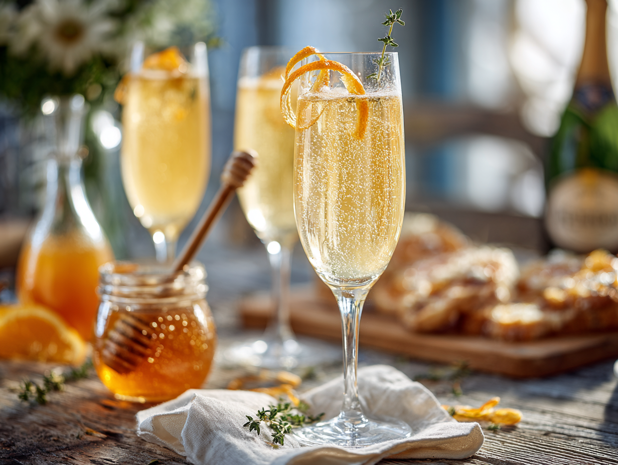 Classic Mimosa With Quick Citrus-Honey Thyme Syrup