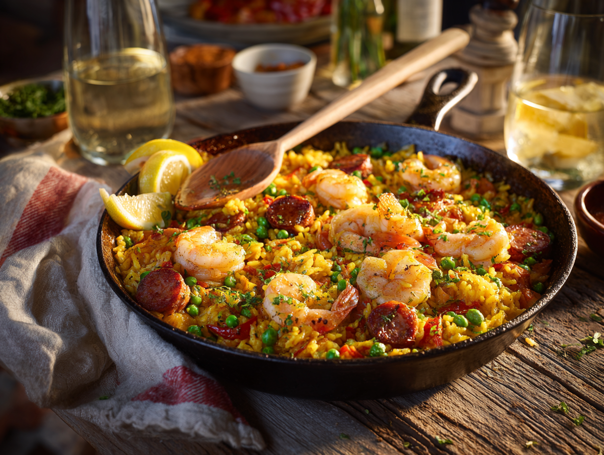 30-Minute Skillet Paella Recipe (Seafood &Amp; Chicken)