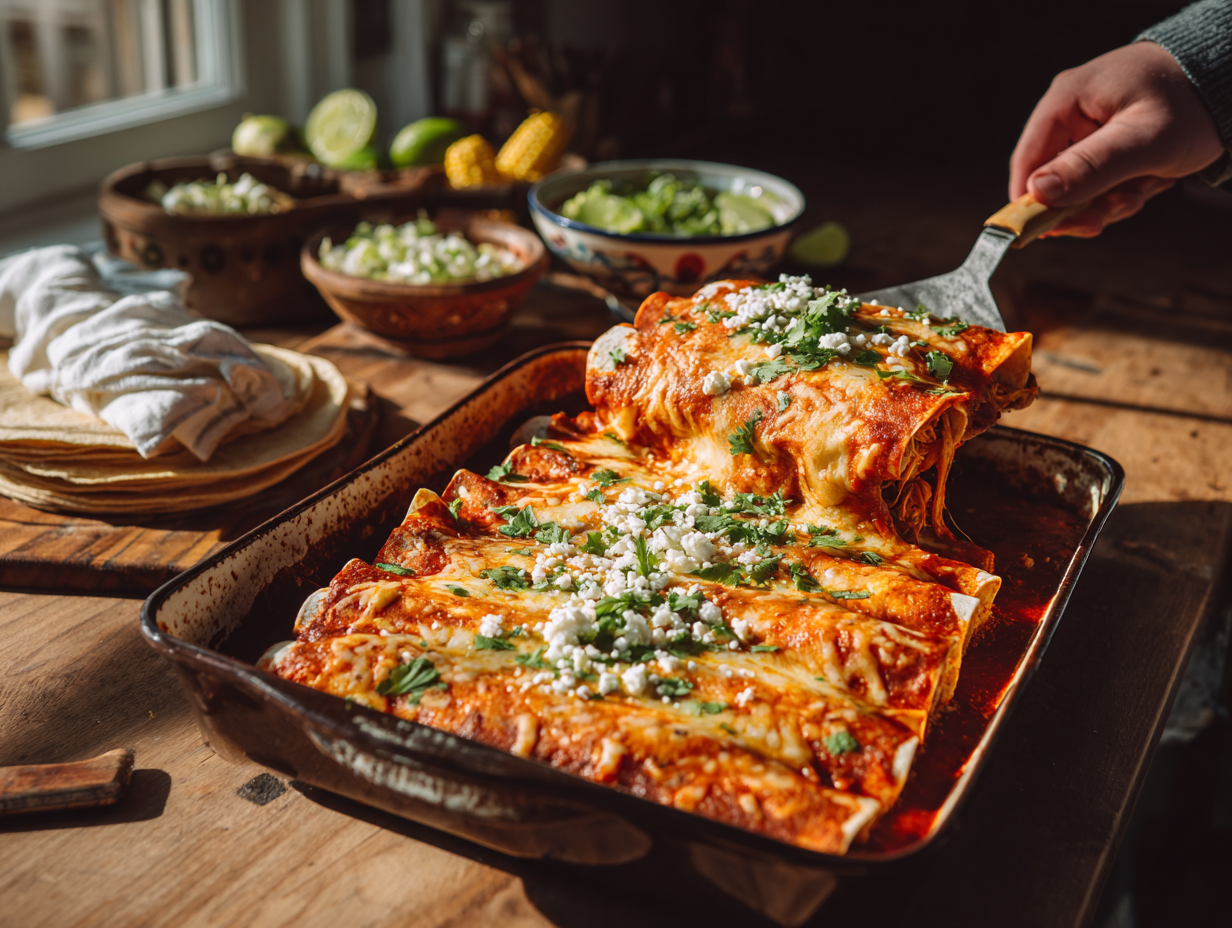 Weeknight Red Chicken Enchiladas (30-Minute)