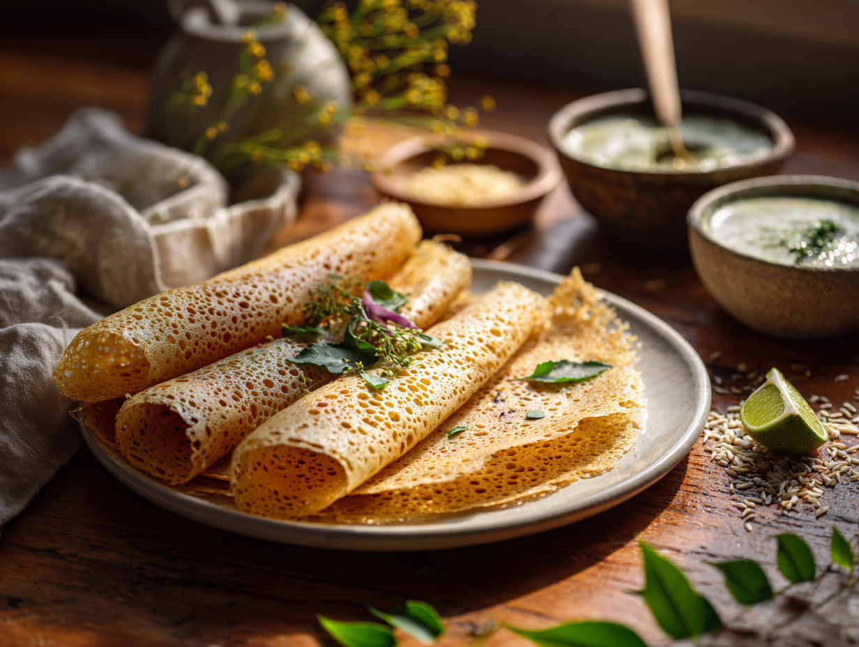 Crispy Instant Rava Dosa With Quick Coconut-Cilantro Chutney2