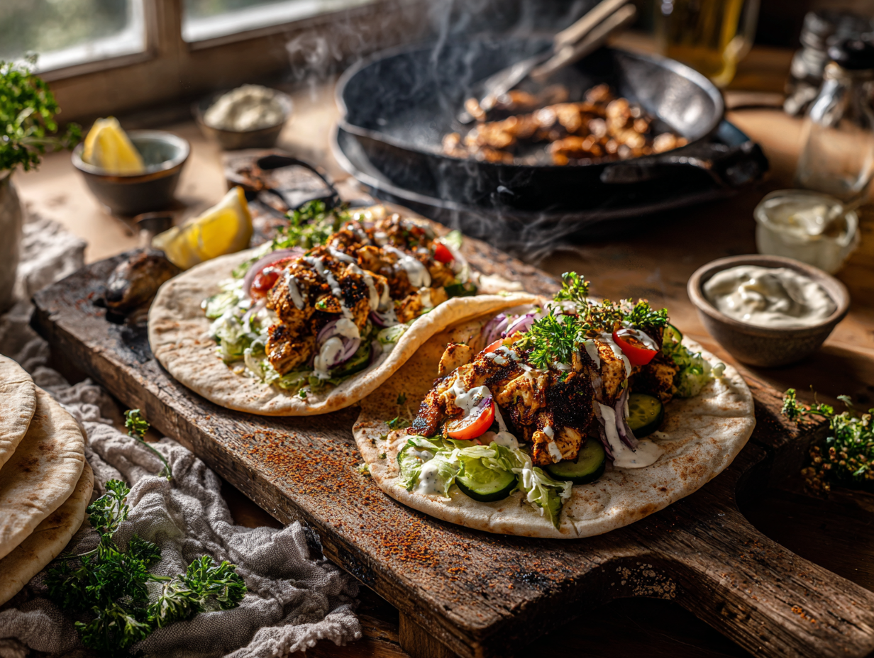 30-Minute Skillet Chicken Shawarma Wraps