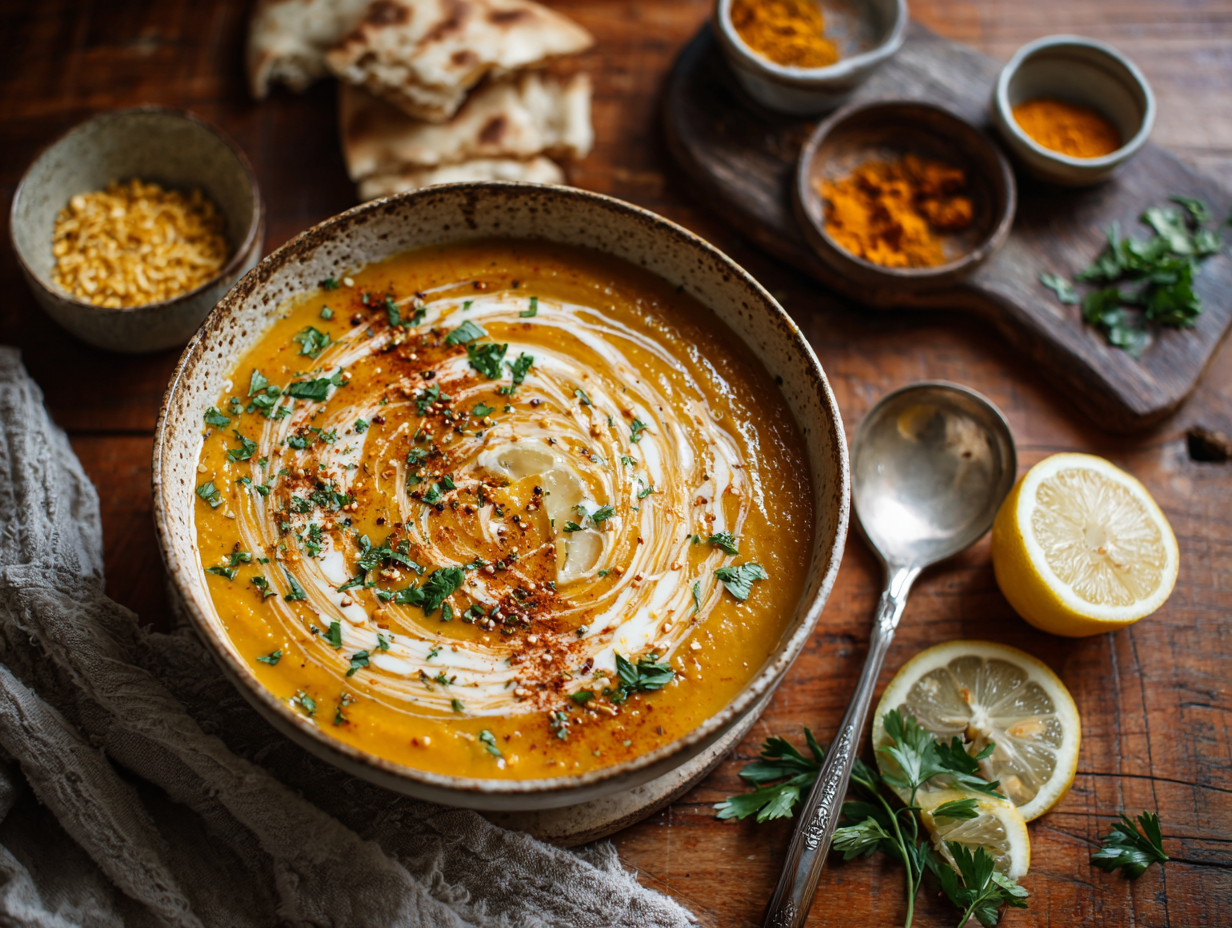 30-Minute Lemon–Turmeric Red Lentil Soup