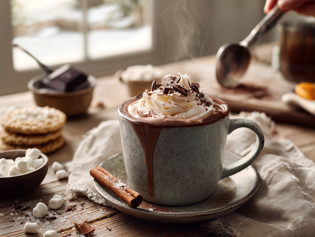 Silky Hot Cocoa With Salted Cocoa Whipped Cream