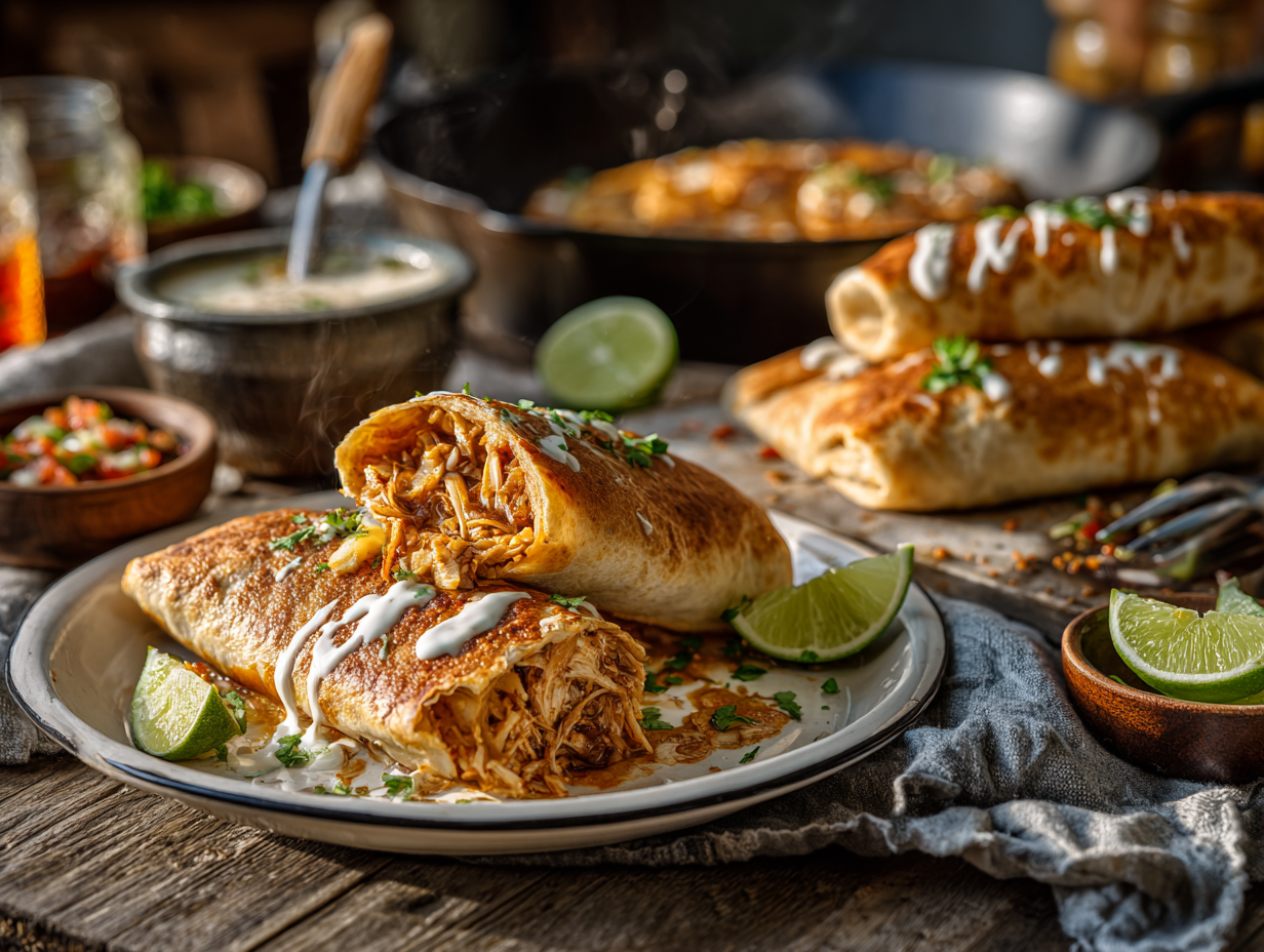Crispy Weeknight Chicken Chimichangas