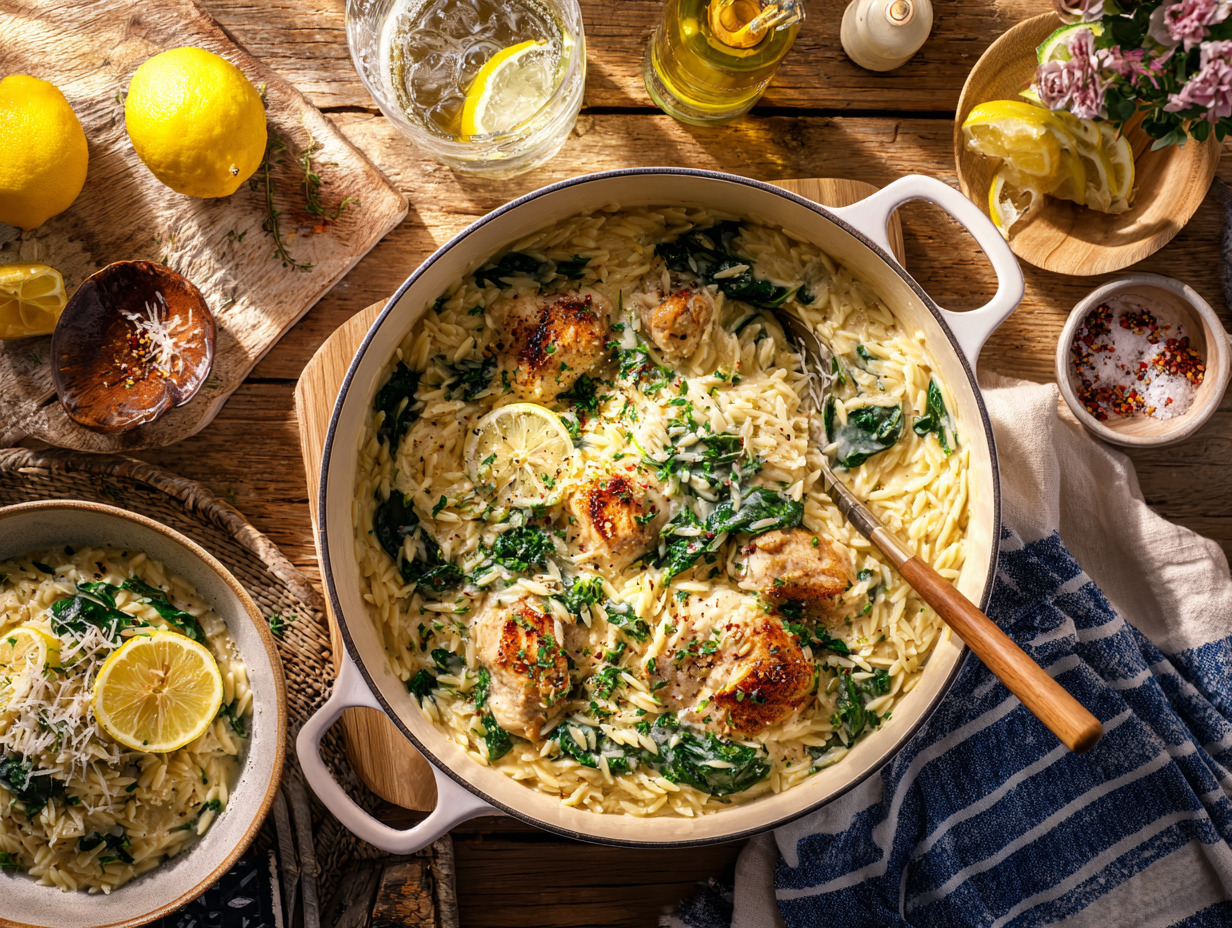 One-Pot Creamy Lemon Herb Chicken Orzo