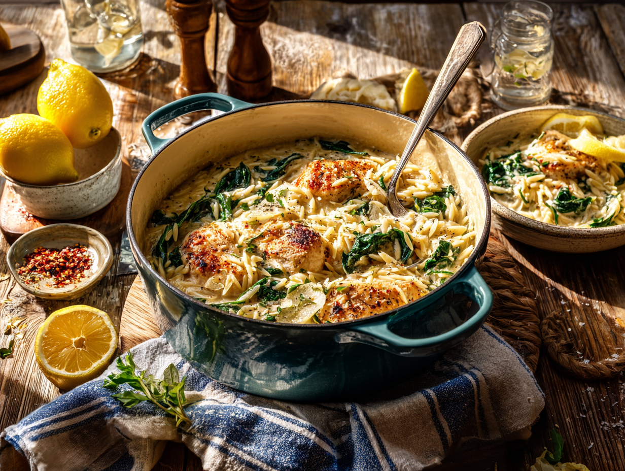 One-Pot Creamy Lemon Herb Chicken Orzo