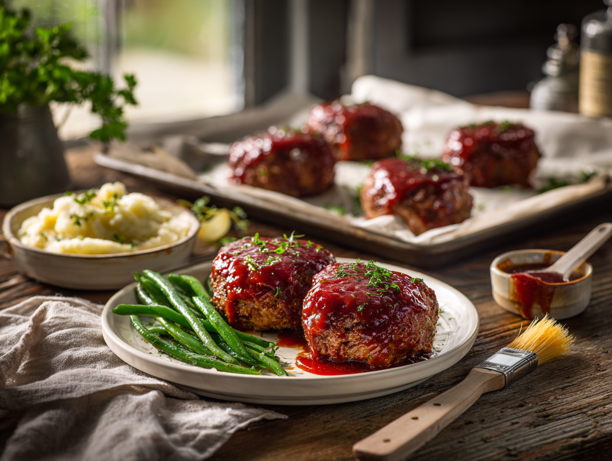 Mini Meatloaf Sheet Pan 2 Easy Meatloaf Recipe 30-Minute Mini Loaves With Tangy Glaze