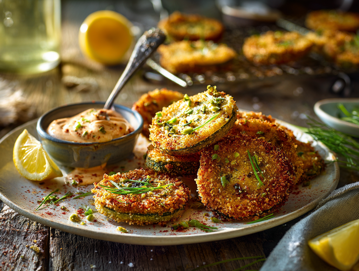 Crispy Southern Fried Green Tomatoes With Quick Remoulade