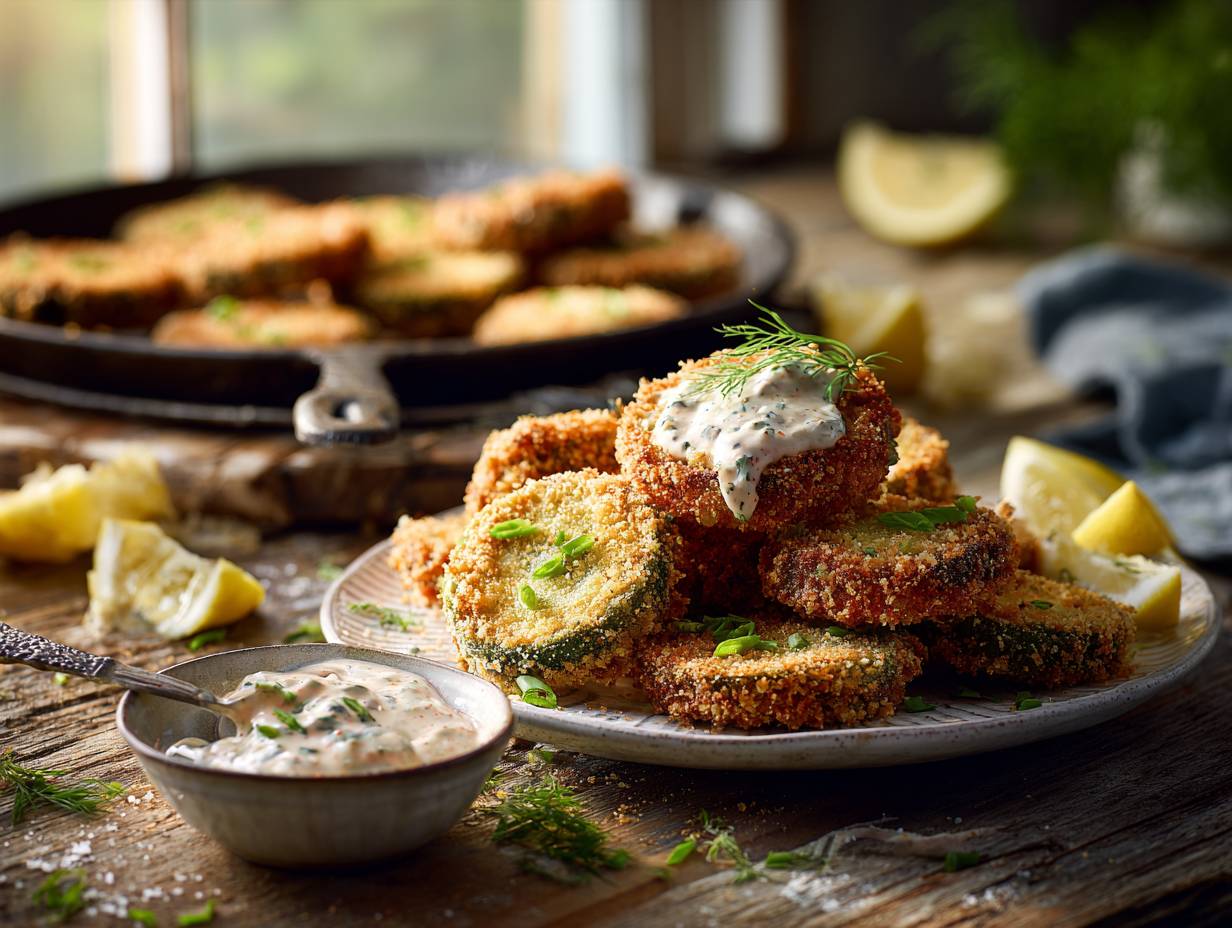 Crispy Southern Fried Green Tomatoes with Quick Remoulade
