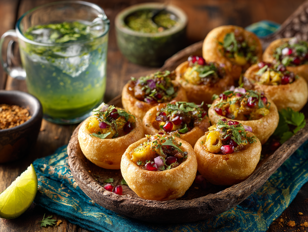 30-Minute Pani Puri (Golgappa) with Tangy Mint Pani and Masala Filling