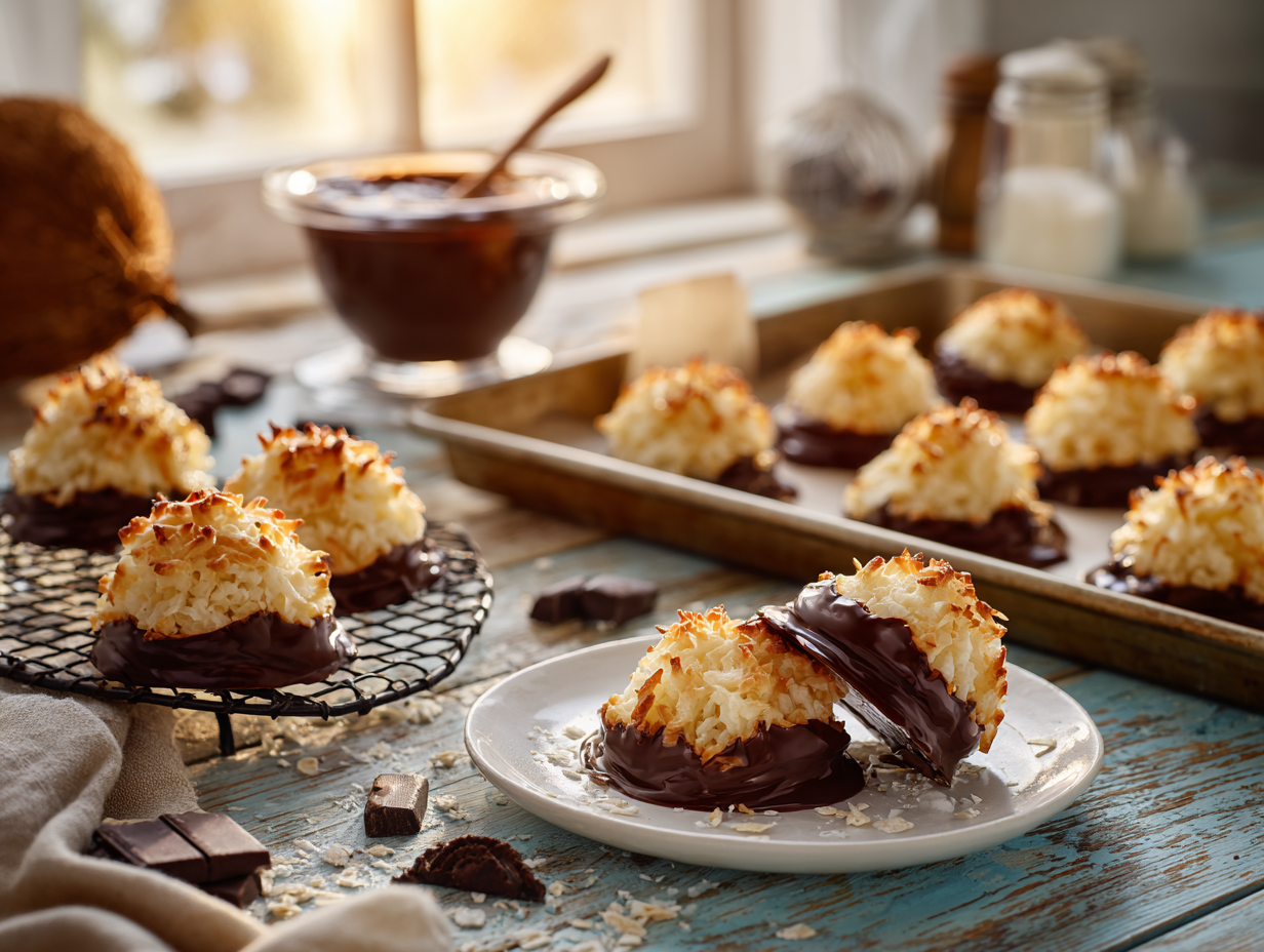 5-Ingredient Coconut Macaroons With Dark Chocolate Dip
