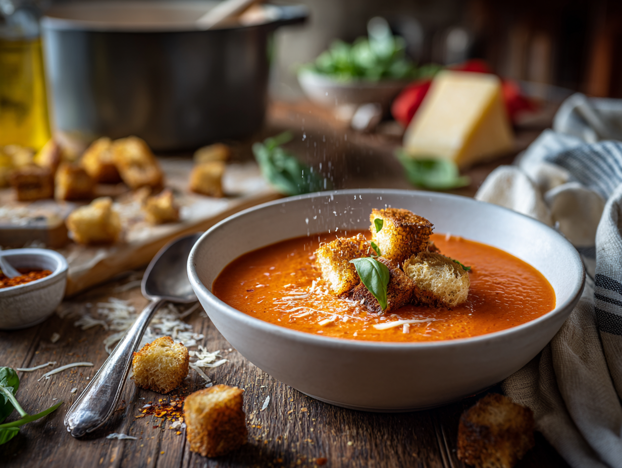 Roasted Red Pepper Tomato Basil Soup (30-Minute)
