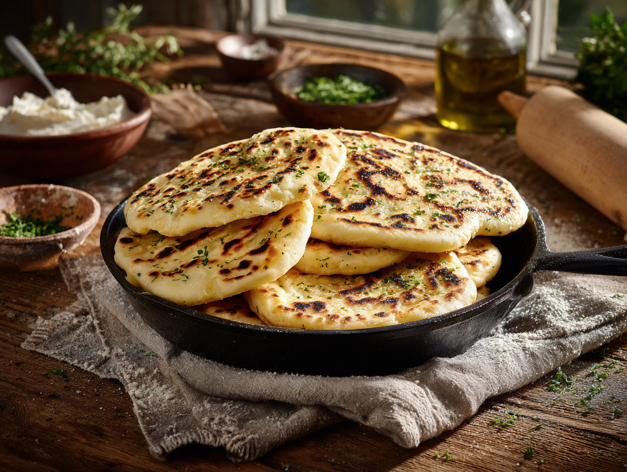 30-Minute Garlic-Herb Skillet Flatbreads