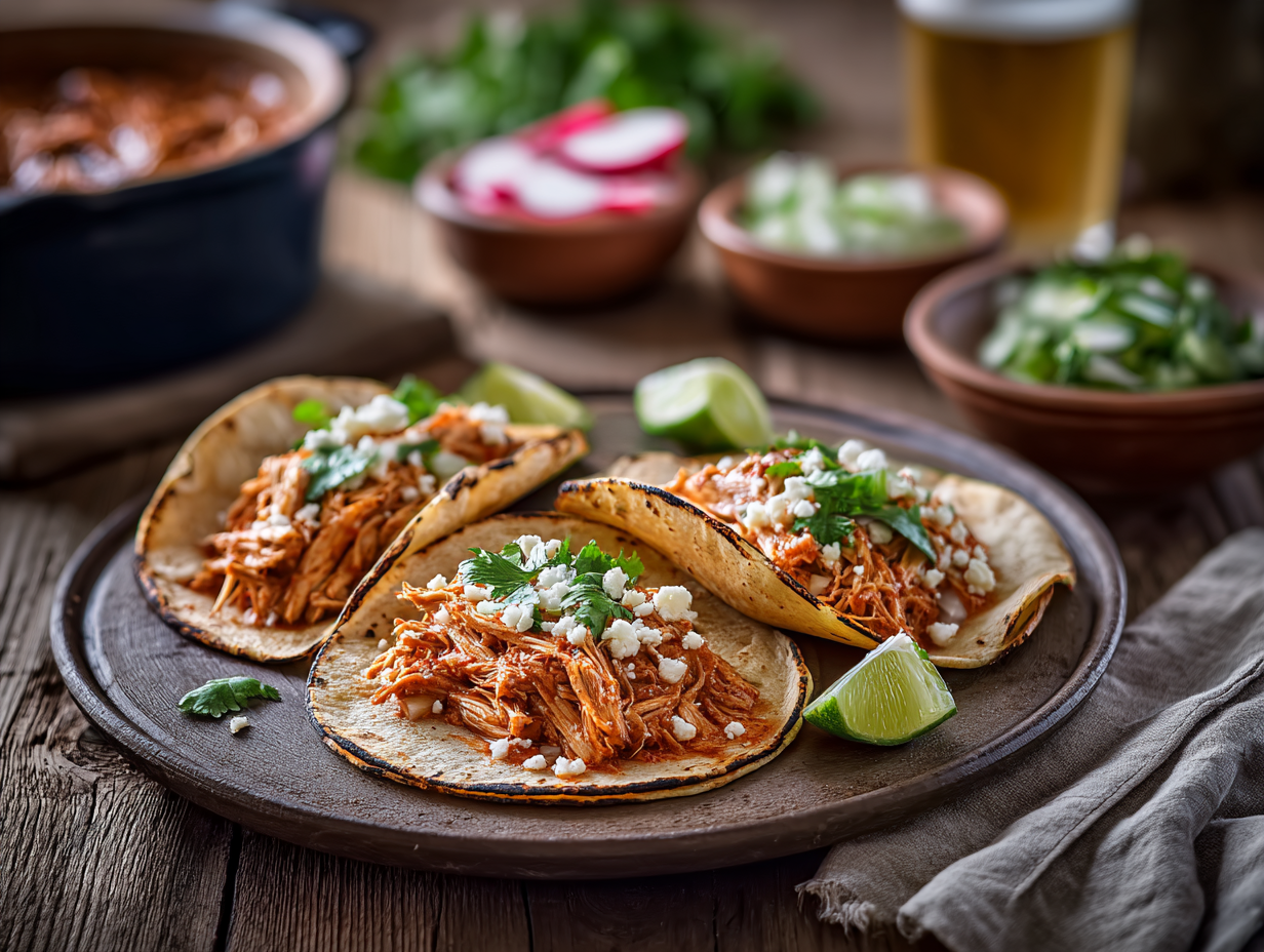 Quick Slow Cooker Chicken Tinga Tacos