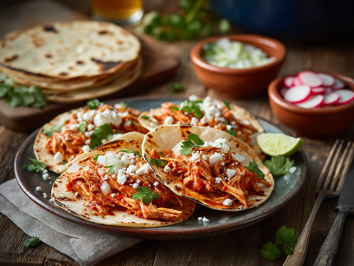 Quick Slow Cooker Chicken Tinga Tacos