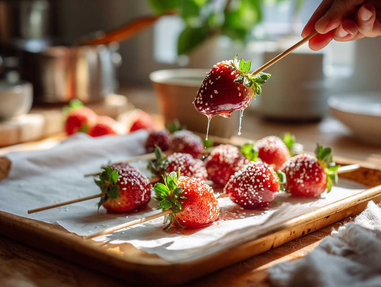 Classic Strawberry &Amp; Grape Tanghulu (Chinese Candied Fruit Skewers)