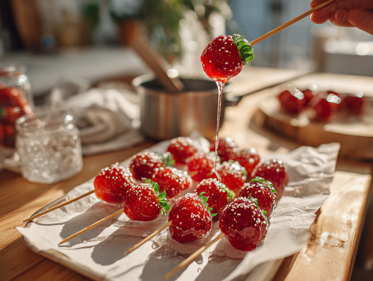 Classic Strawberry & Grape Tanghulu (Chinese Candied Fruit Skewers)