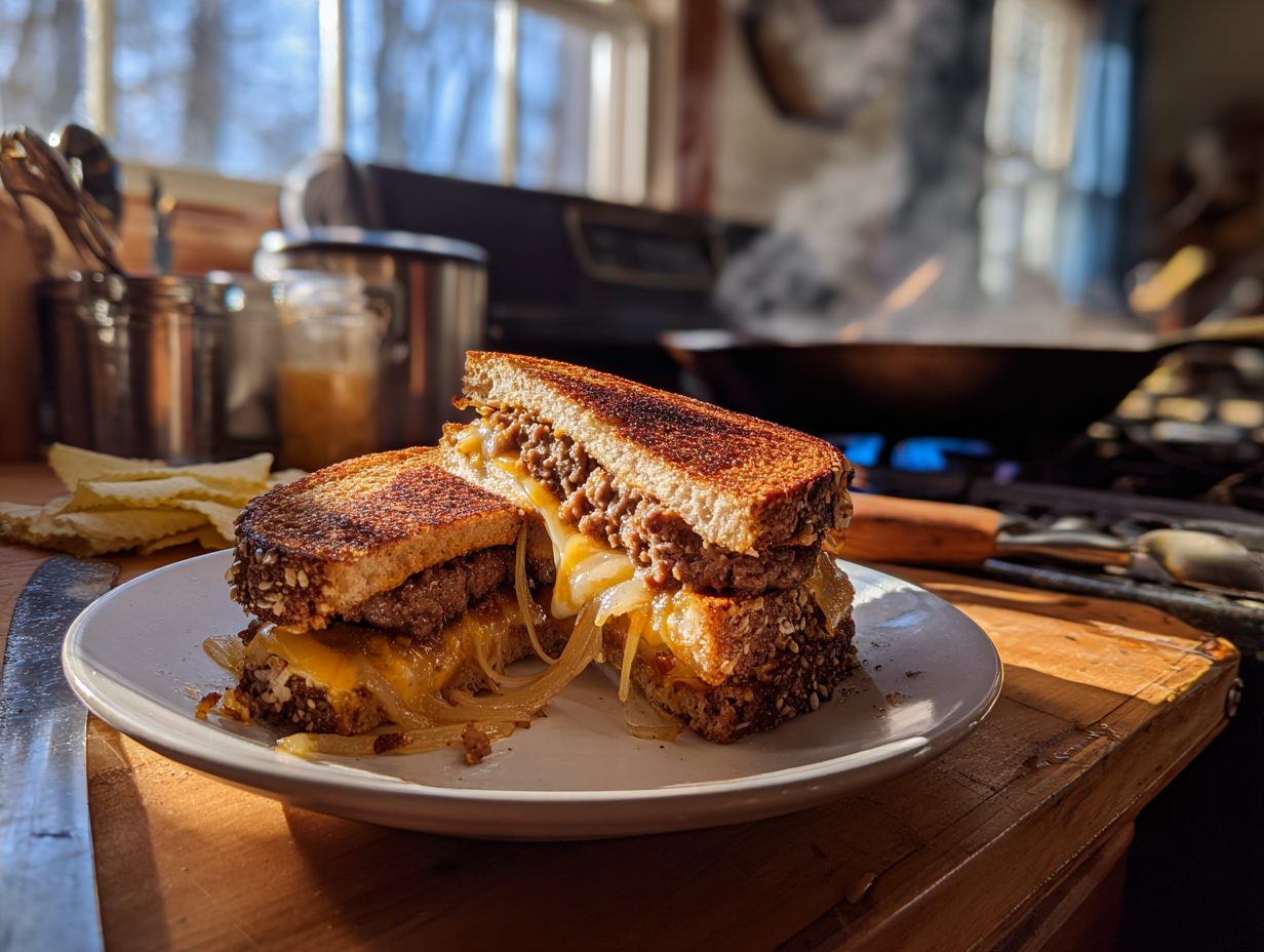 Diner-Style Patty Melt with Quick Caramelized Onions