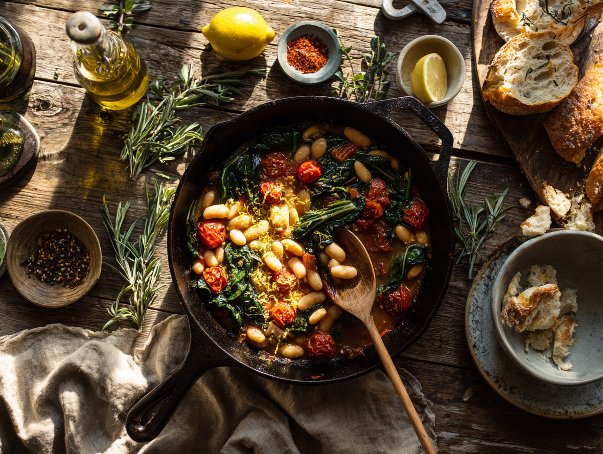 Smoky Mediterranean Bean Skillet 2 Smoky Lemon-Herb White Bean Skillet With Garlic &Amp; Greens