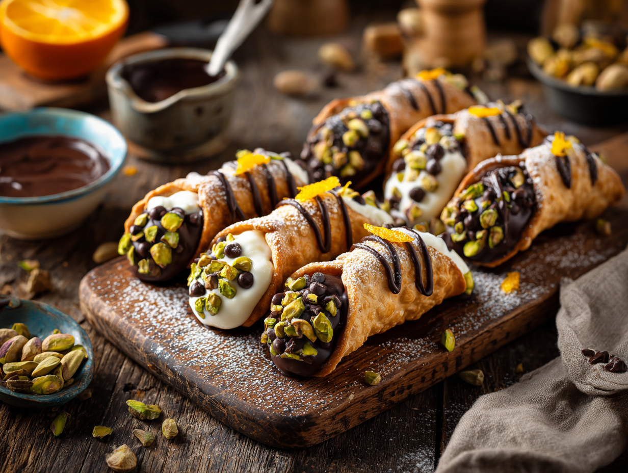 Quick Sicilian Cannoli With Orange, Pistachio, And Dark Chocolate