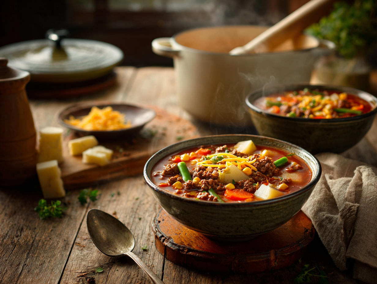Weeknight Hamburger Soup Recipe 2 Weeknight Hamburger Soup With Garden Vegetables